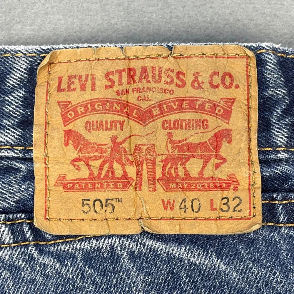Levi's Blue 505 Regular Fit Straight Leg Jeans Mens 40x32